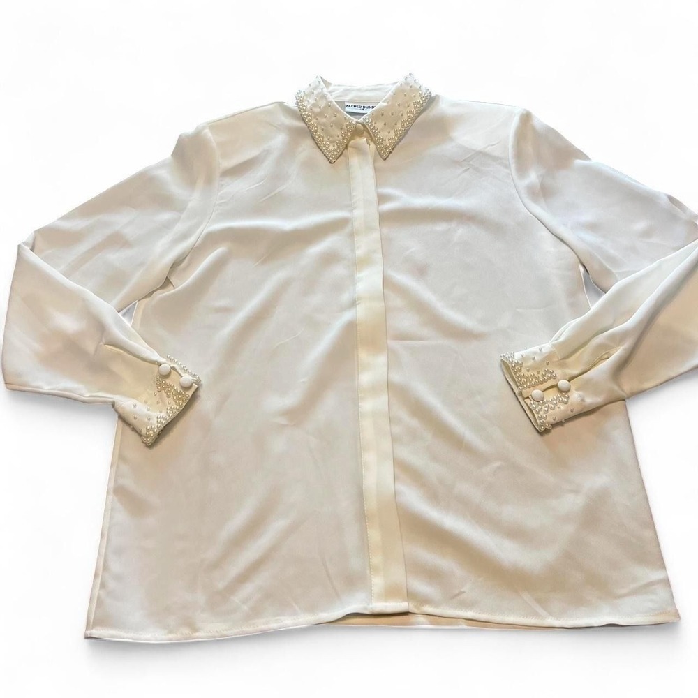 0129 Vintage Alfred Dunner button down with Pearl beaded design